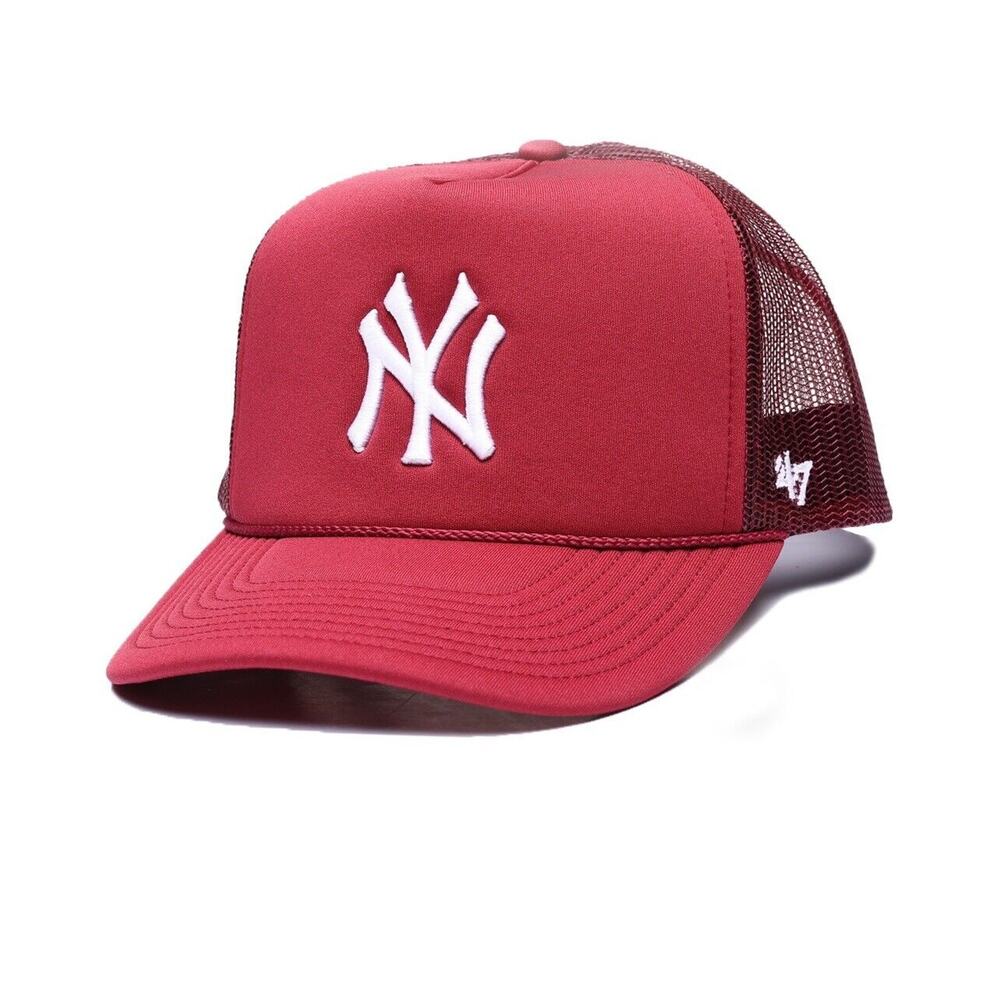 47 Brand New York Yankees Retro Trucker Snapback Hat Wine Maroon Burgundy New‎